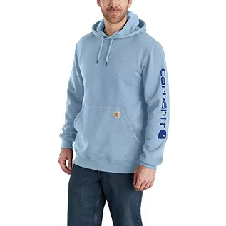 Bluzy męskie - Carhartt Męska bluza z kapturem Loose Fit Midweight Logo Sleeve Graphic Hooded, niebieski, S - grafika 1