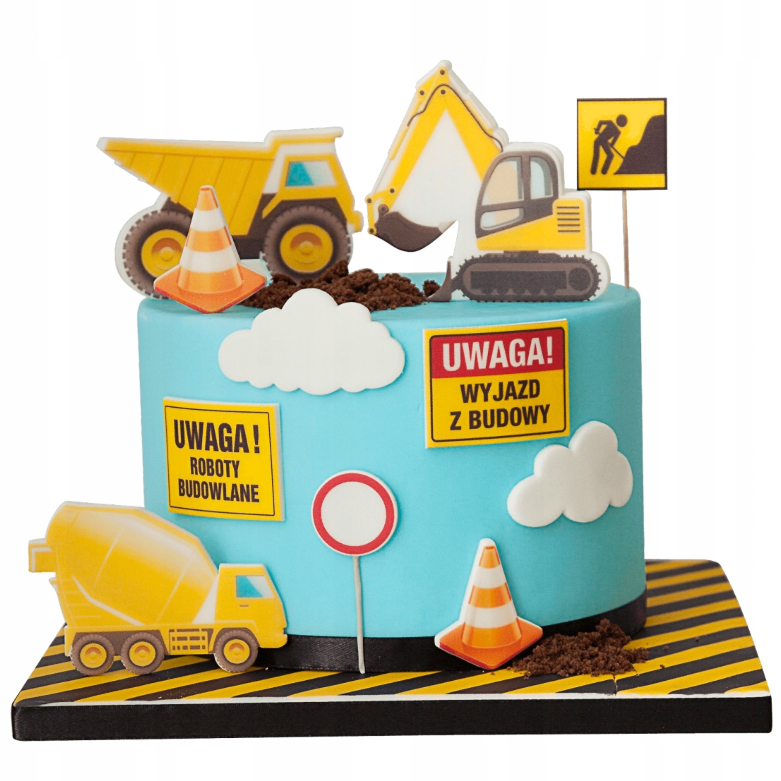 Zestaw Dekoracje na Tort Budowlany Budowa 11 El 2D figurki ozdoby opłatek