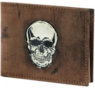 Portfele - Portfel Męski Skórzany Polska Galanteria (PL) Skóra Licowa Duży Poziomy IN-1102 ,,CZASZKA,, BRĄZOWY/CIEMNY 12 x 9,5 x 2 [cm] - miniaturka - grafika 1