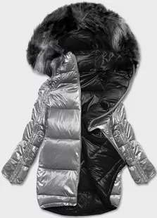 DWUSTRONNA KURTKA OVERSIZE SZARO-CZARNA (H-1088-61) - Z-DESIGN - Kurtki damskie - miniaturka - grafika 1