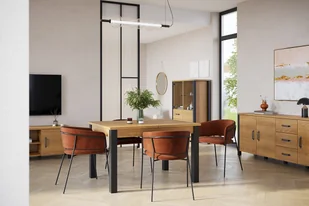 Komoda RTV z wnękami Olin 41 - dąb karmel / czarny supermat - Szafki RTV - miniaturka - grafika 5