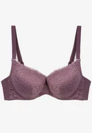 Biustonosze - Fioletowy Biustonosz z Wszytymi Gąbeczkami na Regulowanych Ramiączkach Ozdobiony Koronką Ellpina - Renee - miniaturka - grafika 1