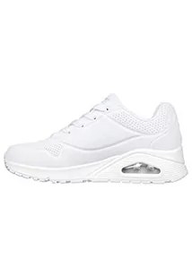 Skechers Damskie trampki UNO, białe i wielokolorowe serce nadruk Duraleather/WHI, 6 UK, Biały i wiele serc nadruk Duraleather Whi, 39 EU - Trampki damskie - miniaturka - grafika 1