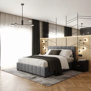 Łóżko tapicerowane 140x200 LEA z pojemnikiem na pościel kolor do wyboru [P] - Łóżka - miniaturka - grafika 1