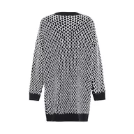 Swetry damskie - Sidona Damski mały karo karo karo z dużym dekoltem w serek i długim kardiganem, poliester z recyklingu, czarno-biały, rozmiar M/L, czarny biały, M - miniaturka - grafika 1