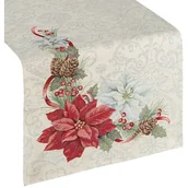 Obrusy i serwetki - Obrus dekoracyjny świąteczny bieżnik 45x140 Eurofirany beżowy srebrny gwiazda betlejemska - miniaturka - grafika 1