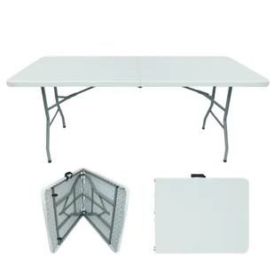COIL Stół cateringowy ogrodowy składany 180 cm walizka rozkładany 180x74 cm biały - Stoły ogrodowe - miniaturka - grafika 1