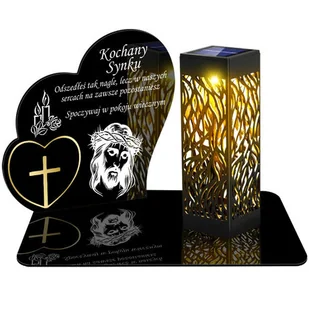 ZNICZ SOLARNY LED WIECZNY PODSTAWKA NA CMENTARZ GRÓB lampka Serce 3D DLA SYNA - Lampiony i znicze - miniaturka - grafika 1