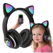 Słuchawki - Aptel Słuchawki Bezprzewodowe Nauszne Kocie Uszy Dla Dziecka Czarne - miniaturka - grafika 1