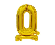 Balony i akcesoria - Godan Balon foliowy stojący cyfra 0 złota - 38 cm BC-ATZ0 - miniaturka - grafika 1
