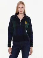 Swetry damskie - Tommy Hilfiger Sweter Tartan WW0WW38265 Granatowy Regular Fit - miniaturka - grafika 1