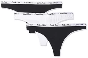 Calvin Klein Thong 3pk Stringi Kobiety, Black/White/Black, S - Majtki damskie - miniaturka - grafika 1