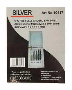 HSS 6 Wierteł Frezujących 3-8 Metal Drewno Silver - Wiertła - miniaturka - grafika 1