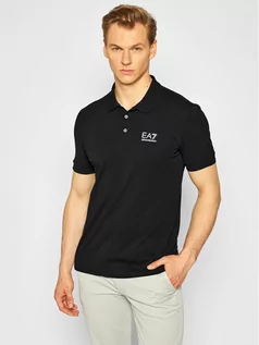 Koszulki męskie - Emporio Armani EA7 Polo 8NPF04 PJM5Z 1200 Czarny Regular Fit - grafika 1