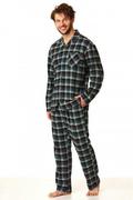 Piżamy męskie - Flanelowa piżama męska z bawełny w kratę MNS 431 - miniaturka - grafika 1