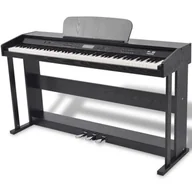 Instrumenty klawiszowe - vidaXL vidaXL 88 klawiszy pianino cyfrowe z pedałami czarna płyta melaminowa - miniaturka - grafika 1