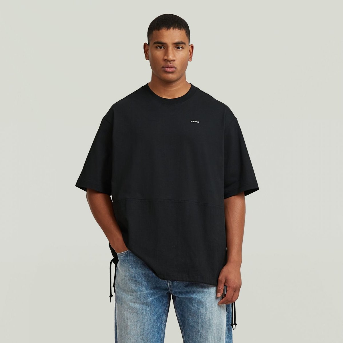 T-shirt męskie g-star d28697-e385 woven mix loose r t 6484 czarny