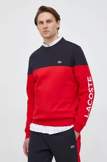 Bluzy męskie - Lacoste bluza męska kolor czerwony wzorzysta - grafika 1