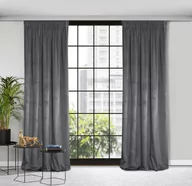 Zasłony - Zasłona welwetowa Rosa na taśmie 140x300 Grafitowa Eurofirany - miniaturka - grafika 1