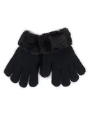 Rękawiczki dla dzieci - Rękawiczki Dziewczęce Dwuwarstwowe Pięciopalczaste Czarne 16 Cm - miniaturka - grafika 1