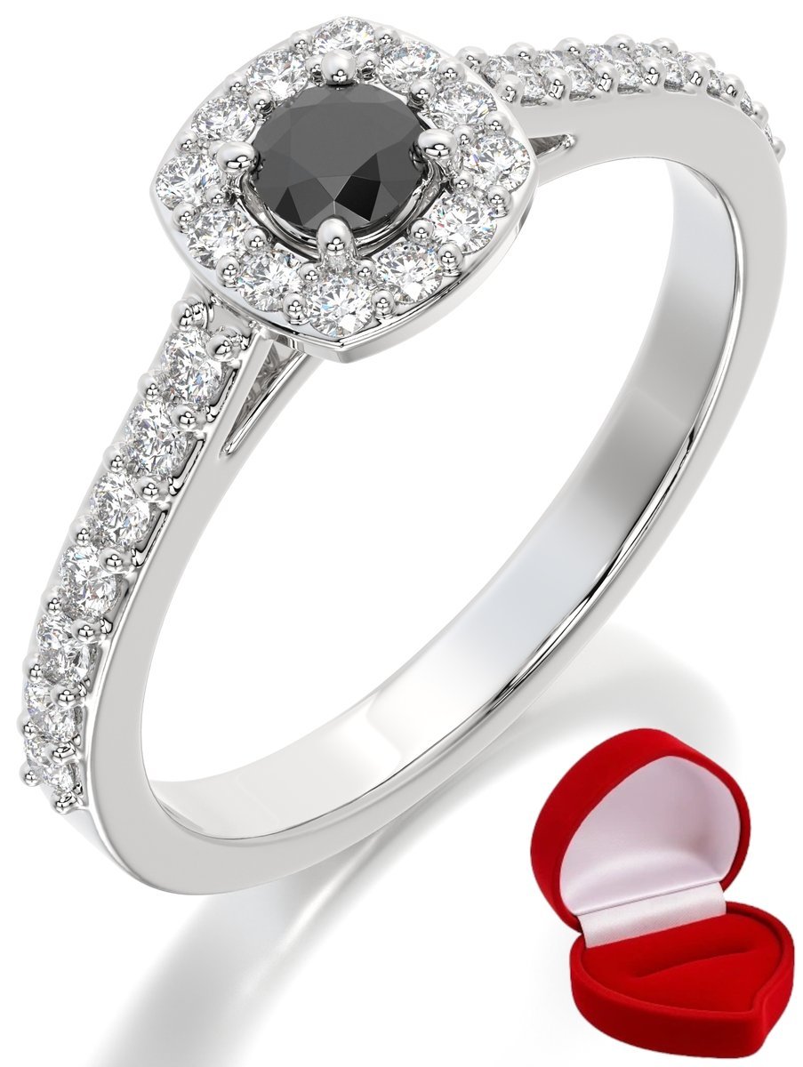 ZŁOTY PIERŚCIONEK ZARĘCZYNOWY 585 14k BRYLANT CZ. 0,14 ct BIAŁE ZŁOTO R7