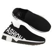 Slip on damskie - Buty sportowe damskie skarpetkowe slip on czarne Filippo - ButyModne - miniaturka - grafika 1