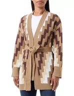 Swetry damskie - SIDONA Damski otwarty kardigan z dzianiny 15525118-SI01, brązowy, wielokolorowy, XL/XXL, Brązowy, wielokolorowy., XL-XXL - miniaturka - grafika 1