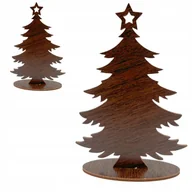 Zabawki kreatywne - DREWNIANA WENGE CHOINKA ŚWIĄTECZNA Z GWIAZDĄ DRZEWKO DEKORACJA STOJĄCA 16CM - miniaturka - grafika 1