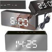 Zegary - Zegar elektroniczny termometr budzik lustro led - miniaturka - grafika 1