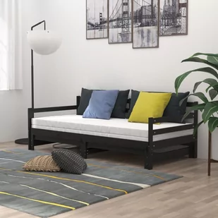 Lumarko Łóżko wysuwane, 2 x (90x200) cm, czarne, lite drewno sosnowe - Łóżka - miniaturka - grafika 4