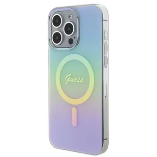 Etui Guess IML Iridescent MagSafe na iPhone 15 Pro - turkusowe - Etui i futerały do telefonów - miniaturka - grafika 2