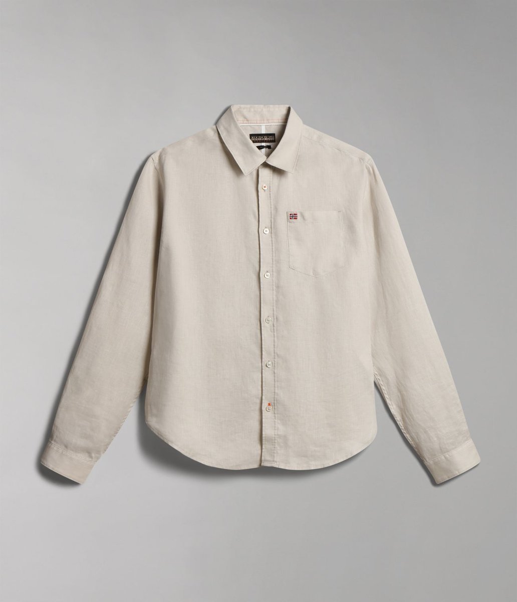 camicie uomo napapijri g-creton np0a4h1c n90 beige silver