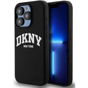 Oryginalne Etui APPLE IPHONE 15 PRO DKNY Hardcase Liquid Silicone White Printed Logo MagSafe (DKHMP15LSNYACH) czarne - Etui i futerały do telefonów - miniaturka - grafika 1
