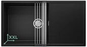 Zlewozmywaki - Zlewozmywak granitowy z dużą komorą XXL jednokomorowy Nablatowy z ociekaczem Czarny Ibiza 900-60. Baterie kuchenne i syfon do wyboru. Primagran - miniaturka - grafika 1