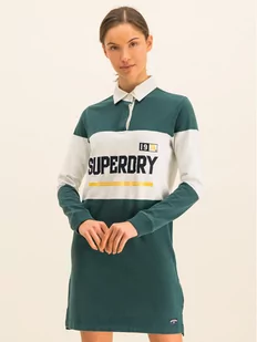Superdry Sukienka dzianinowa Webb Rugby W8000056A Zielony Regular Fit - Sukienki - miniaturka - grafika 1