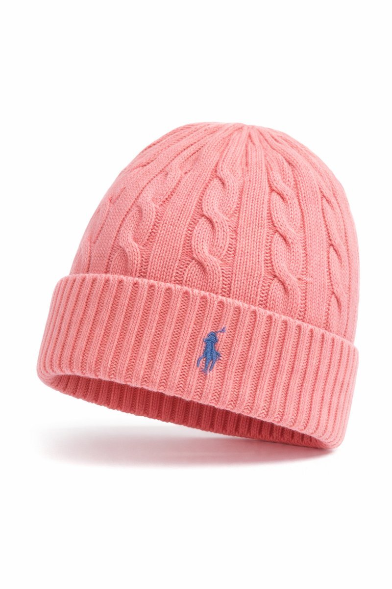 RALPH LAUREN RÓŻOWA CZAPKA Z BAWEŁNY WARKOCZOWY WZÓR 1I1D