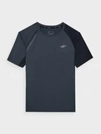 Koszulki sportowe męskie - Męska koszulka do biegania 4F 4FWAW24TFTSM0955  - szara - miniaturka - grafika 1