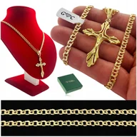 Biżuteria dla dzieci - MĘSKI ZŁOTY ŁAŃCUSZEK Z KRZYŻYKIEM, 50cm, PR. 925, DLA CHŁOPCA NA ROCZEK - miniaturka - grafika 1