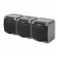 Gniazdka elektryczne - GNIAZDO POTRÓJNE 3X HERMETYCZNE IP54 SZARE GRAFITOWE N/T NT - miniaturka - grafika 1