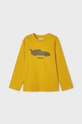 Bluzki dla chłopców - Mayoral longsleeve bawełniany dziecięcy kolor żółty z nadrukiem - miniaturka - grafika 1