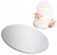 Dodatki do ciast w proszku - Podkład pod tort gruby srebrny okrągły podkładka pod tort sztywny 38cm - miniaturka - grafika 1