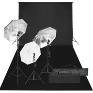 Lampy studyjne - vidaXL Fotograficzny zestaw studyjny z lampami i tłem - miniaturka - grafika 1