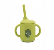 Kubki dla dzieci - Sassi Kubek silikonowy z rurką dla dzieci do nauki picia dinozaur SASSI - miniaturka - grafika 1