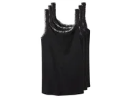 Koszulki i topy damskie - esmara® Podkoszulki damskie z bawełną, 3 sztuki (Czarny, M(40/42)) - miniaturka - grafika 1