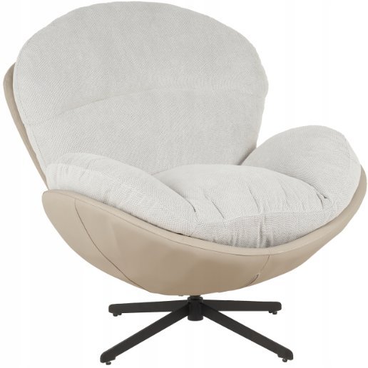 Fotel wypoczynkowy Milo j. beż velvet 3D obrotowy stylowy do salonu