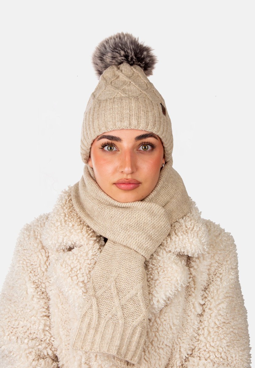 Komplet Damski Czapka Szalik Zimowy Ciepły Polar Polskiej Produkcji 07 -04