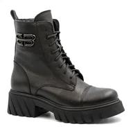 Botki damskie - Czarne sznurowane botki LM60486 - Neścior - miniaturka - grafika 1