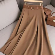 Spódnice - TEMU Spódnica Damska Elegancka od Biura do Codziennego Stylu - A-Line, Bez Paska, Codzienne i Formalne Stroje - Wiosenna/Jesienna Spódniczka - miniaturka - grafika 1