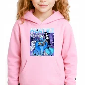 Bluzy dla dziewczynek - Bluza Dziecięca Różowa Z Kapturem HUNTRIX CAT Muzyka Wzory Rozmiar 140 cm - miniaturka - grafika 1