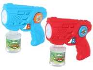Bańki mydlane - PISTOLET NA BAŃKI MYDLANE Maszynka do Baniek dla dziecka + PŁYN ŚWIECI LED - miniaturka - grafika 1